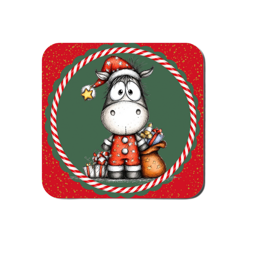 Cute Christmas Cartoon Horse Coasters