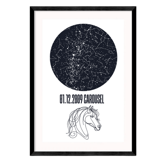Personalised Star Map (Horse) With Constellations