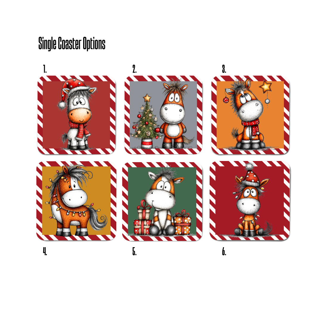 Quirky Christmas Horse Coasters