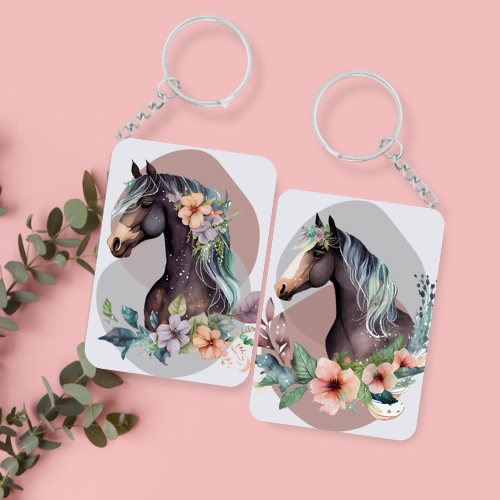 Boho Floral Horse Keyrings