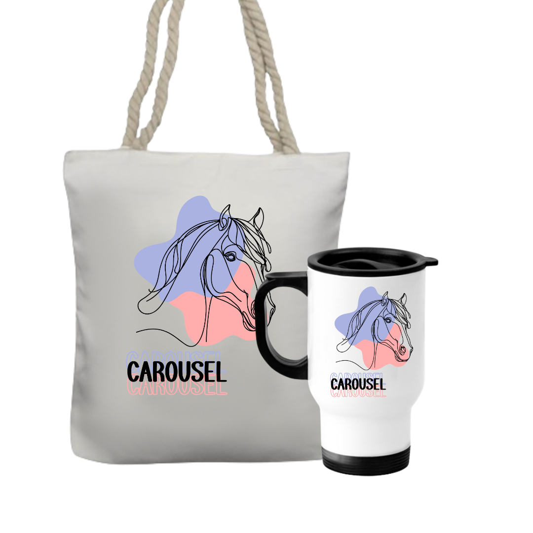 Personalised Travel Mug & Tote Gift Set For A Horse Lover