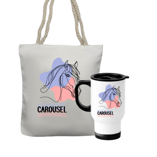 Personalised Travel Mug & Tote Gift Set For A Horse Lover