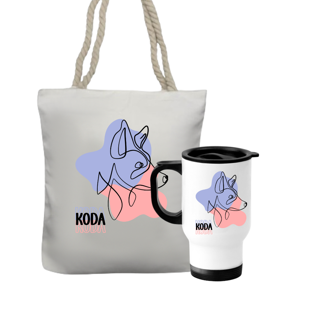 Personalised Travel Mug & Tote Gift Set For A Dog Lover