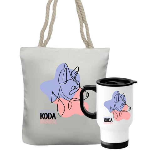 Personalised Travel Mug & Tote Gift Set For A Dog Lover