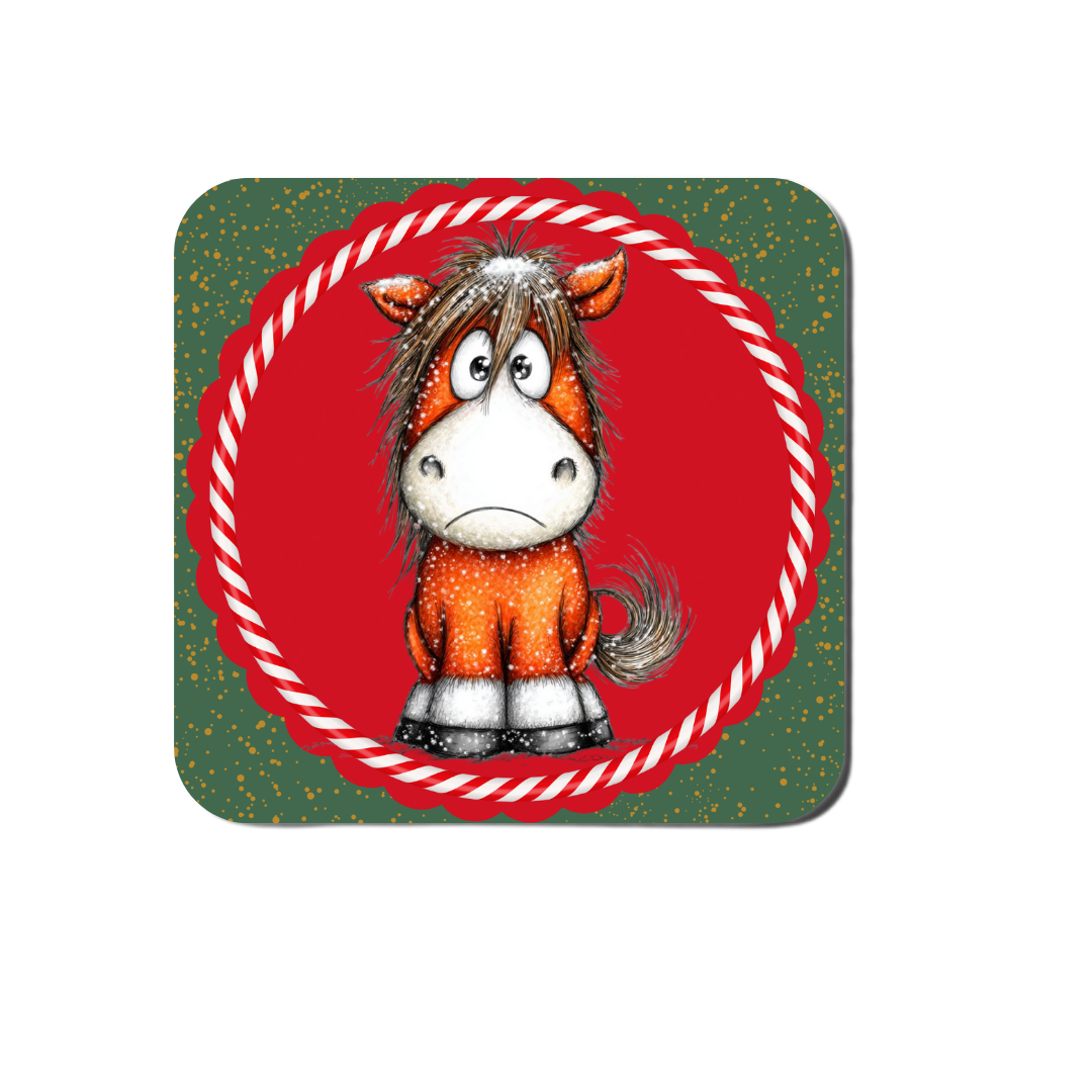 Cute Christmas Cartoon Horse Coasters