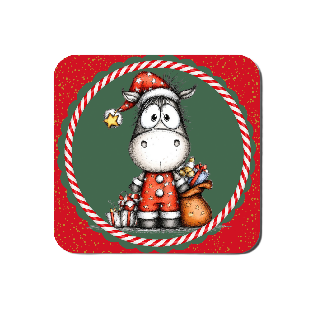 Cute Christmas Cartoon Horse Coasters