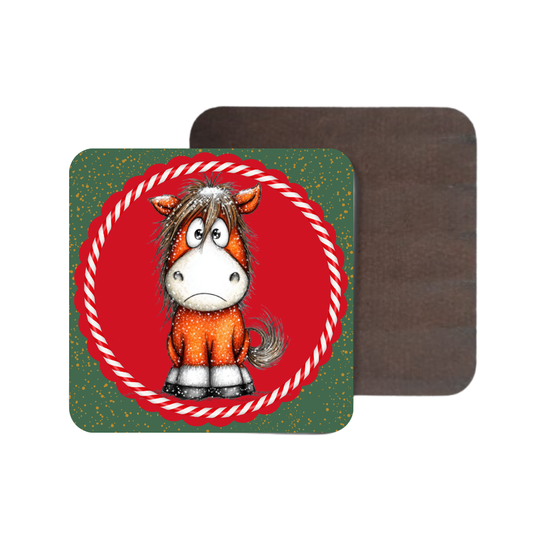 Cute Christmas Cartoon Horse Coasters