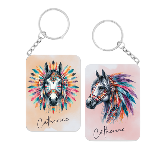 Personalised Native American Horse Keyring