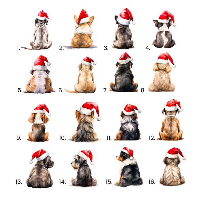 Personalised Christmas Sitting Dog Ornament Flat