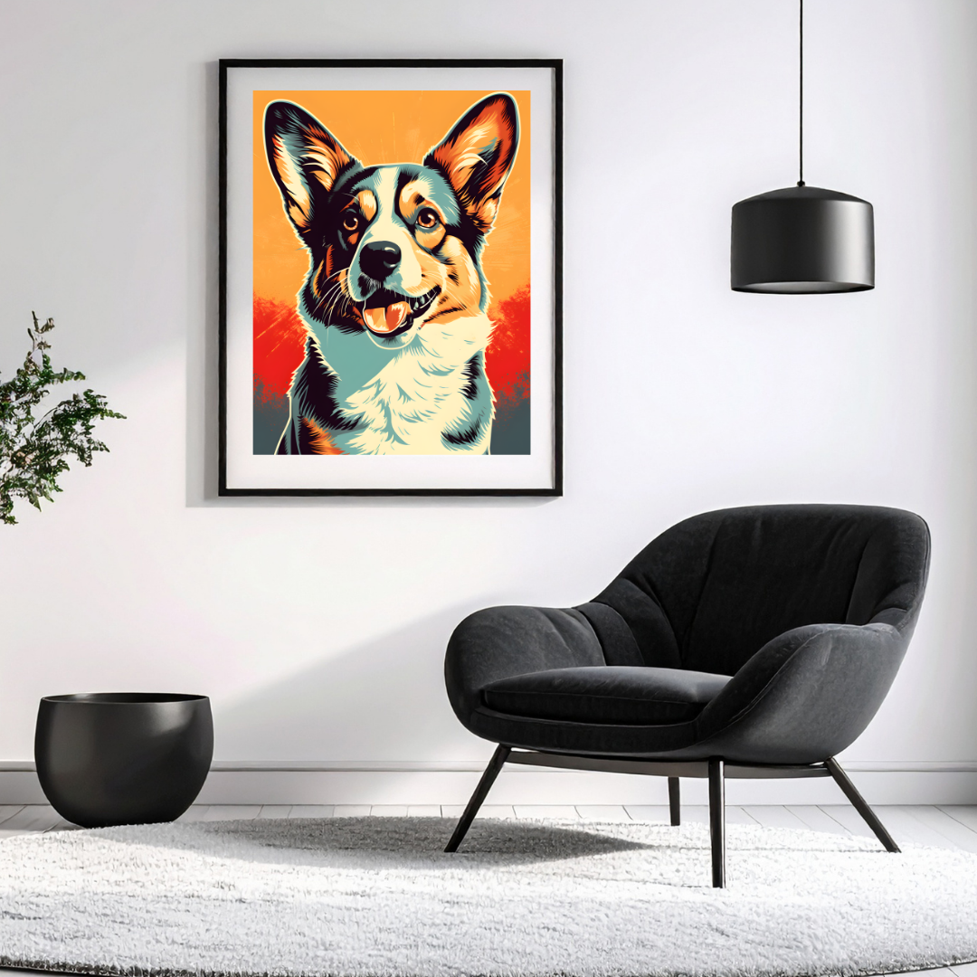 Corgi (Dog) Retro Wall Art