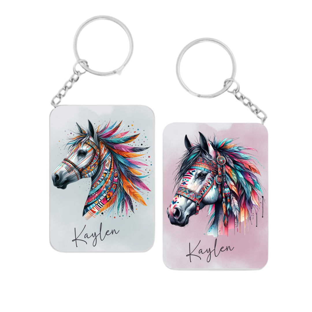 Personalised Native American Horse Keyring