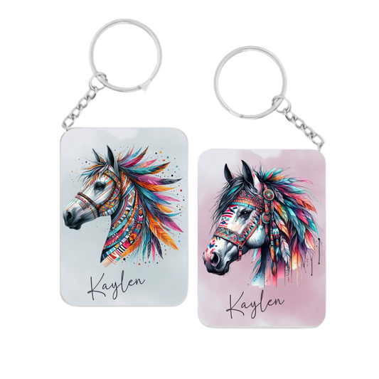 Personalised Native American Horse Keyring