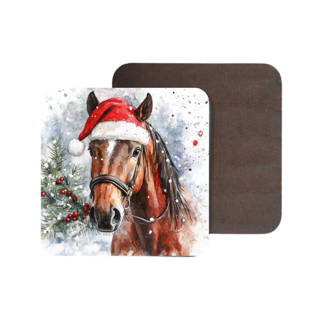 Watercolour Christmas Horse Coasters
