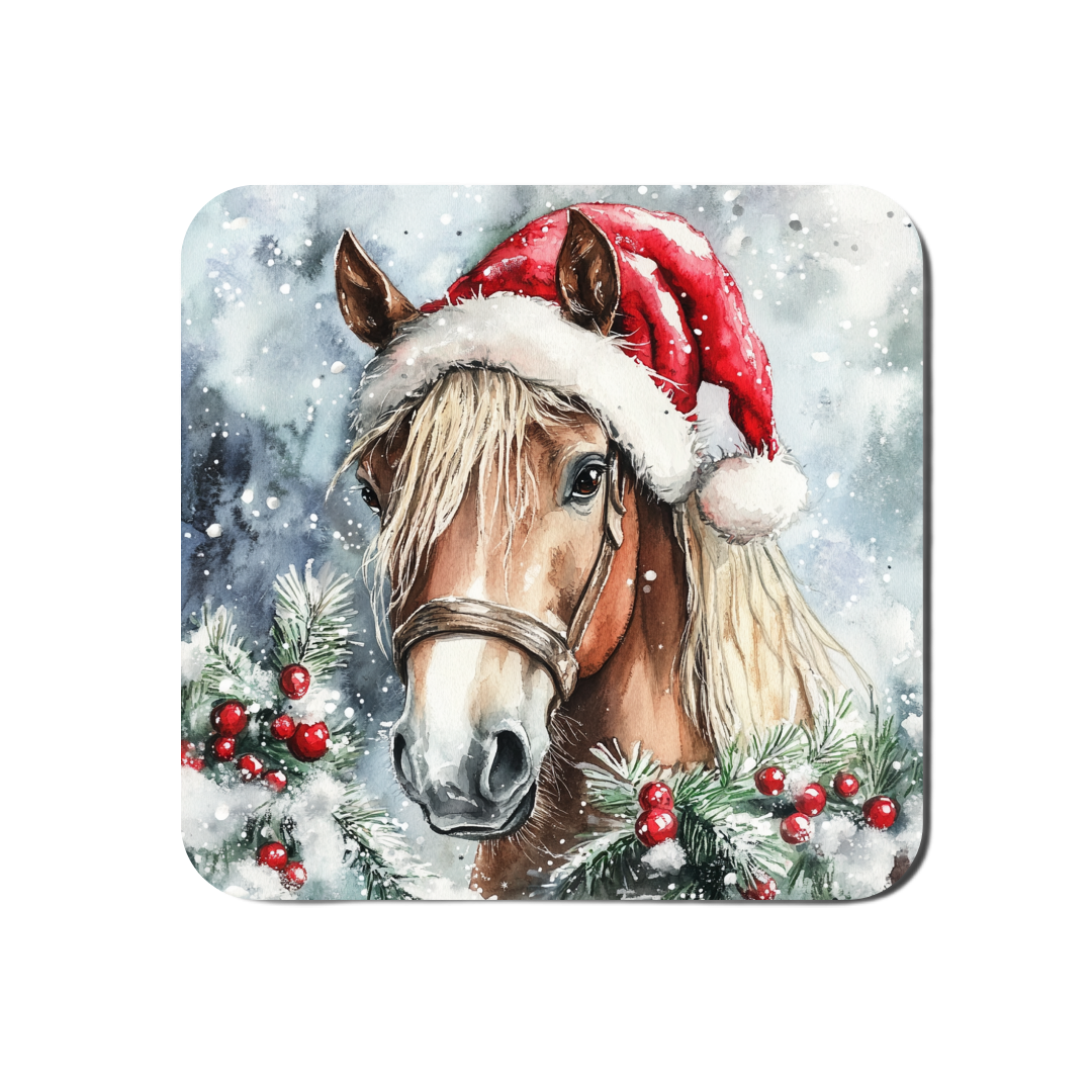 Watercolour Christmas Horse Coasters
