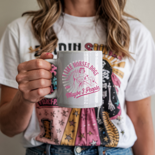 I Like Horses, Dogs… and Maybe 3 People Ceramic Mug