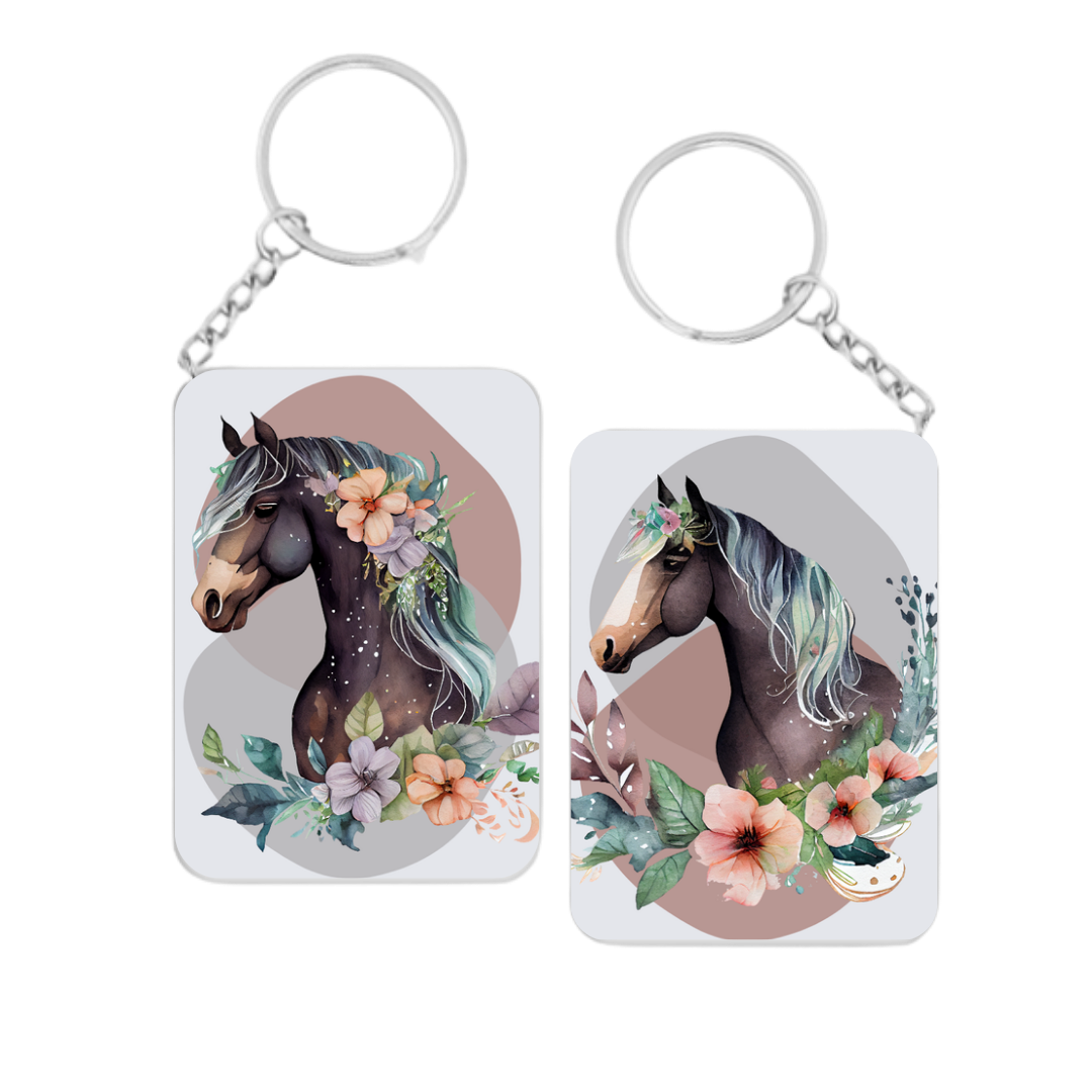 Boho Floral Horse Keyrings