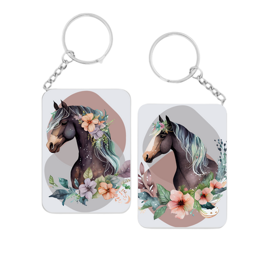 Boho Floral Horse Keyrings