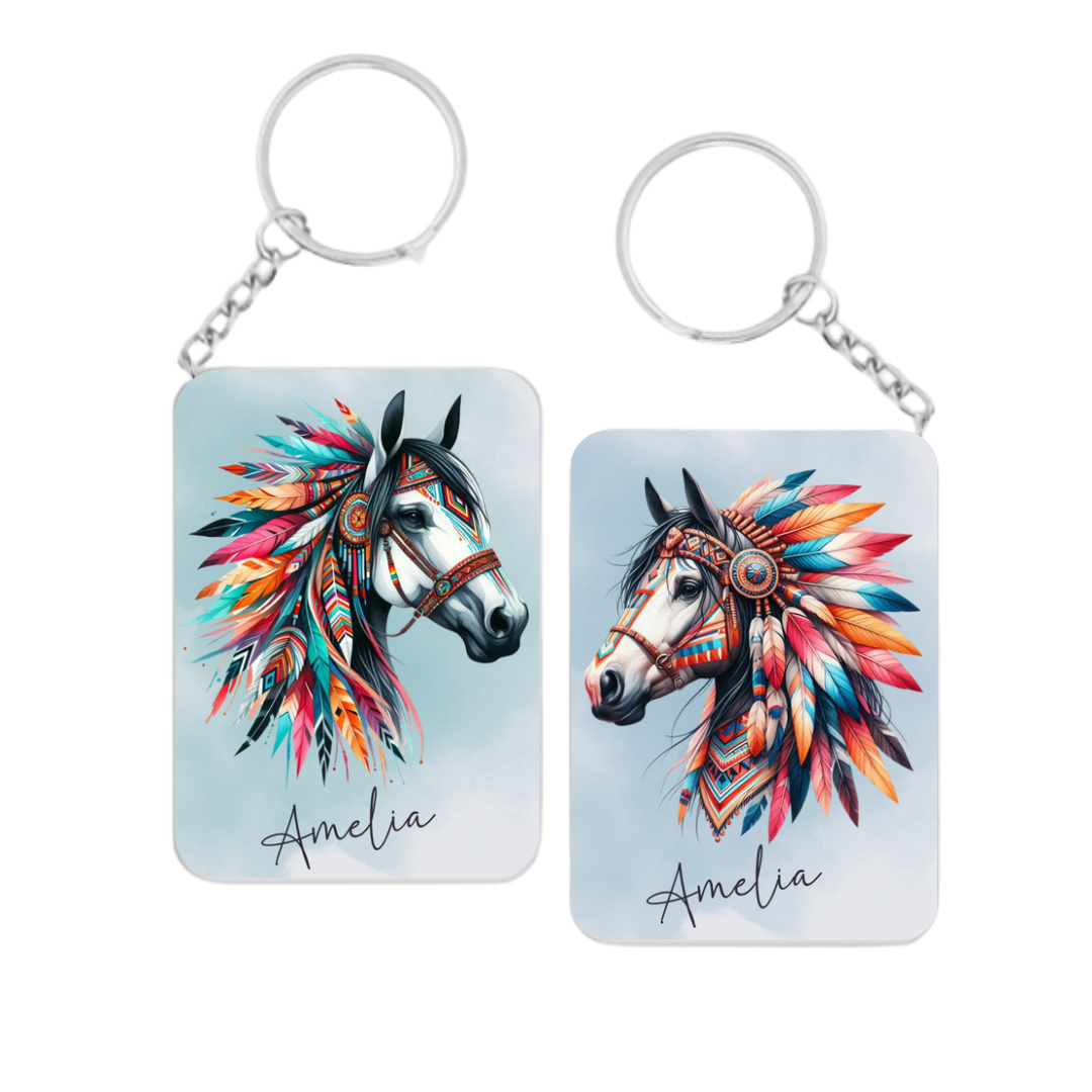 Personalised Native American Horse Keyring