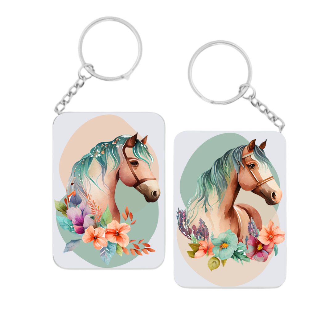 Boho Floral Horse Keyrings