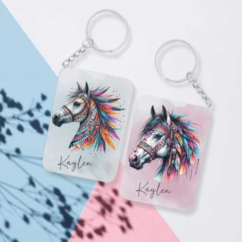 Personalised Native American Horse Keyring