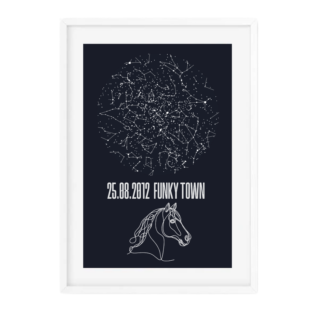 Personalised Star Map (Horse) With Constellations