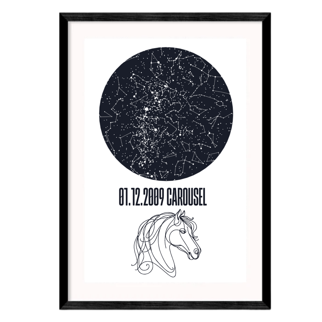 Personalised Star Map (Horse) With Constellations