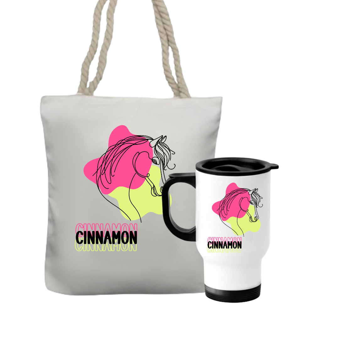 Personalised Travel Mug & Tote Gift Set For A Horse Lover
