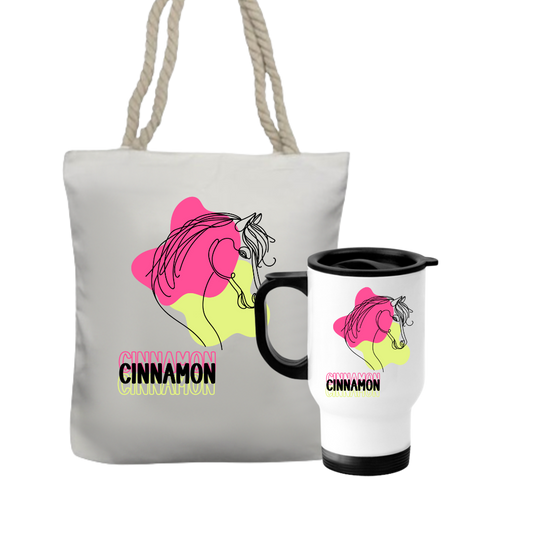 Personalised Travel Mug & Tote Gift Set For A Horse Lover