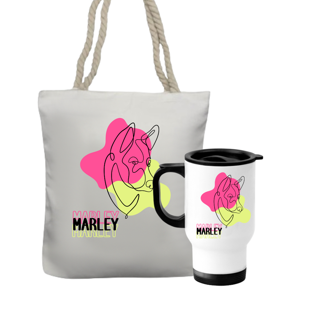 Personalised Travel Mug & Tote Gift Set For A Dog Lover