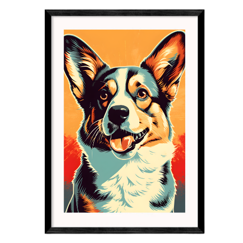 Corgi (Dog) Retro Wall Art