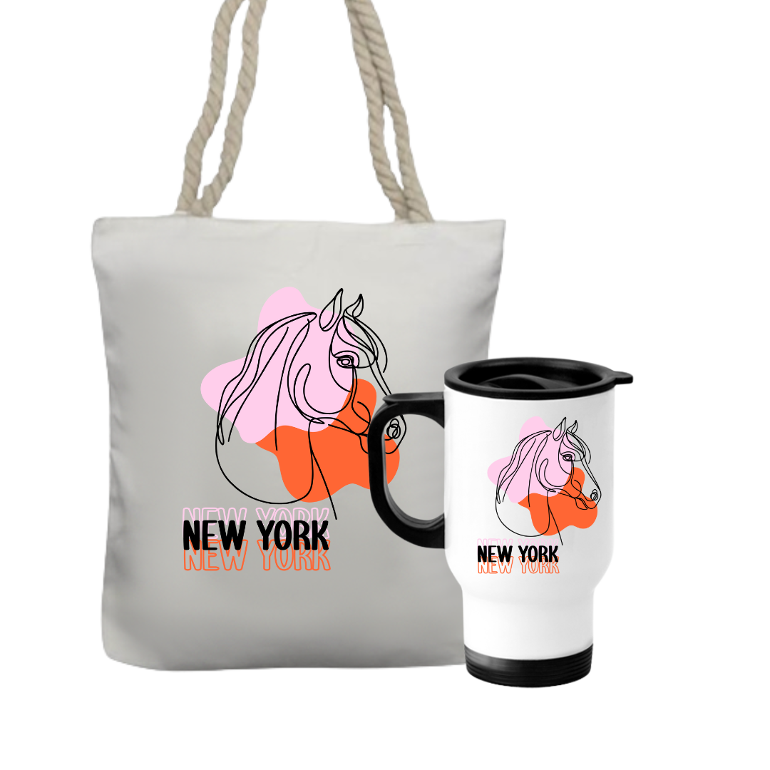 Personalised Travel Mug & Tote Gift Set For A Horse Lover