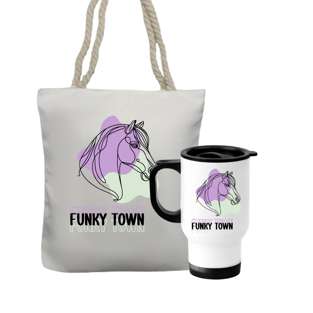 Personalised Travel Mug & Tote Gift Set For A Horse Lover