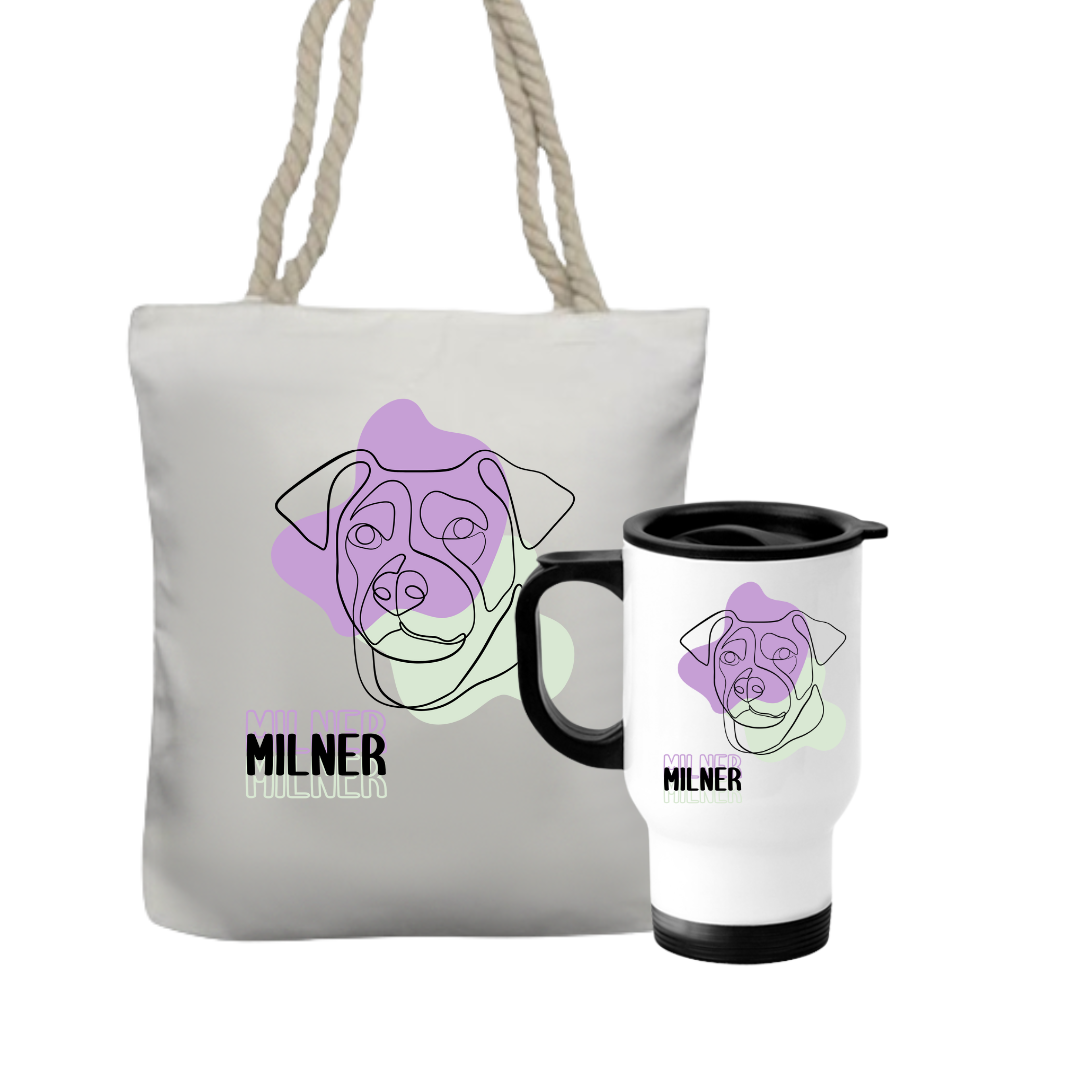Personalised Travel Mug & Tote Gift Set For A Dog Lover